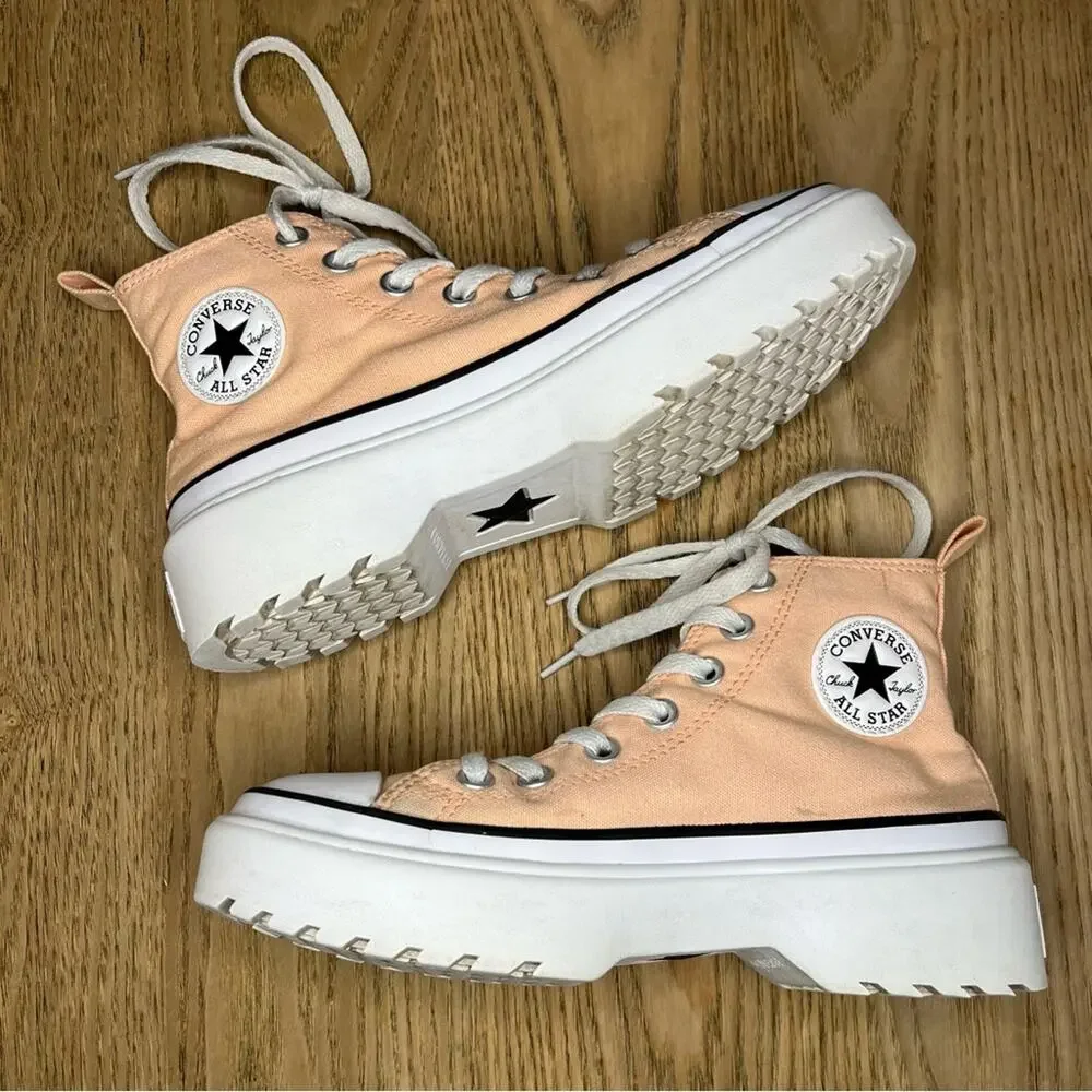 Converse Chuck Lugged Lift Hi Platform Sneaker Coral Canvas Kids 4 Women's 5.5
